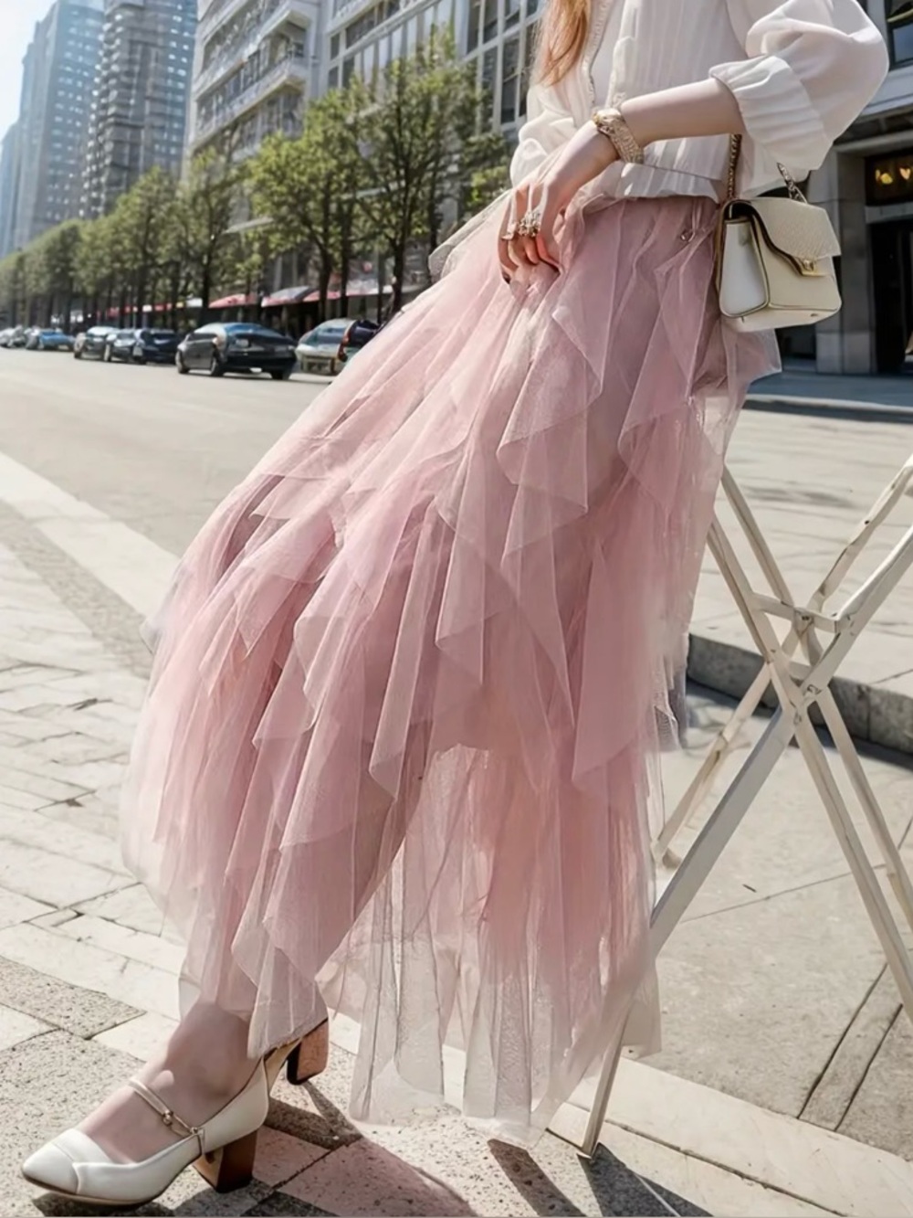 Pink Tiered Tulle Ruffle Skirt Size S Fairycore Balletcore Coquette NWT - Picture 5 of 5